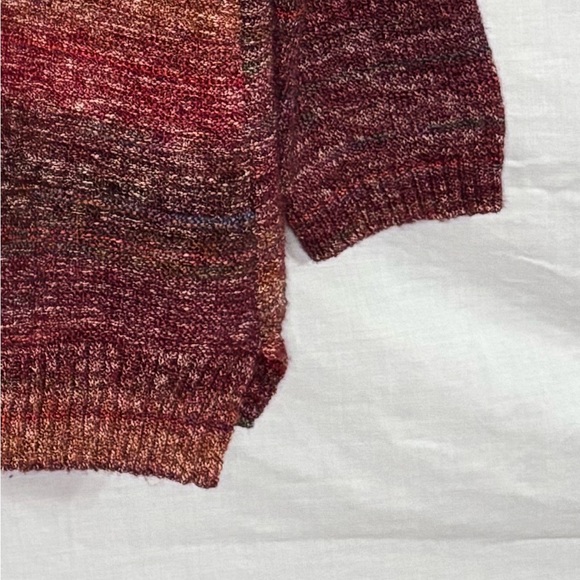 CJ Banks Red, Orange, Blue, and Green Marled Stripe with Split Neck Sweater 1X - Picture 9 of 14